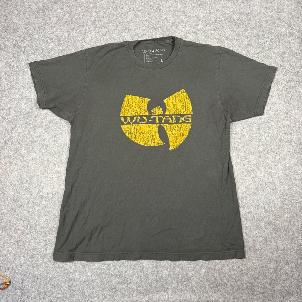 Wu-Tang Clan Graphic T-Shirt Mens Large Charcoal Gray Yellow Logo Hip Hop Tee